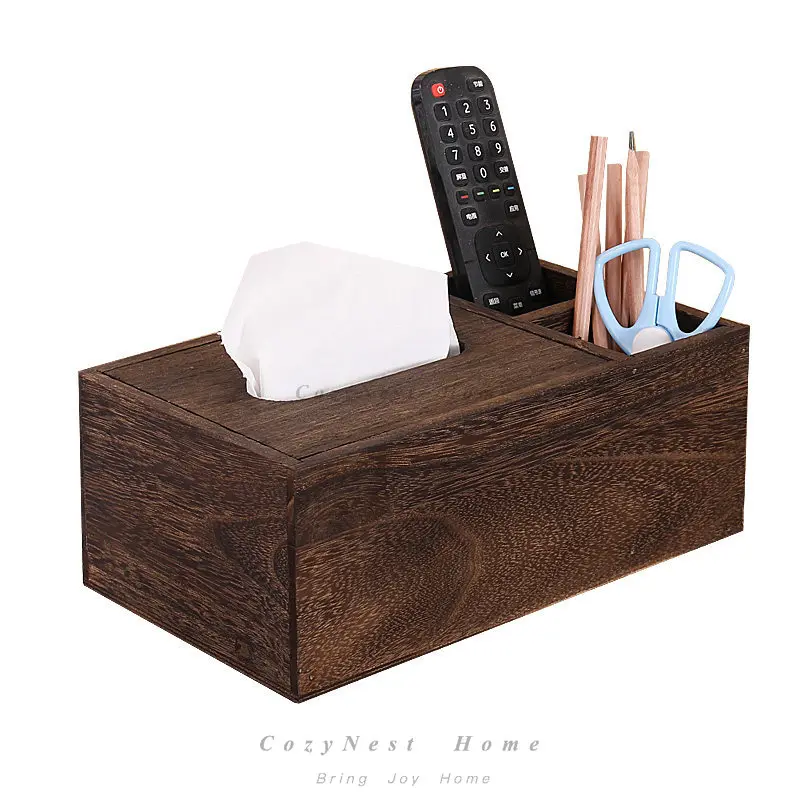 Remote Control Living Room Napkin Multifunctional Storage Box Solid Wood Chinese Carton Coffee Table Desktop Tissue Box