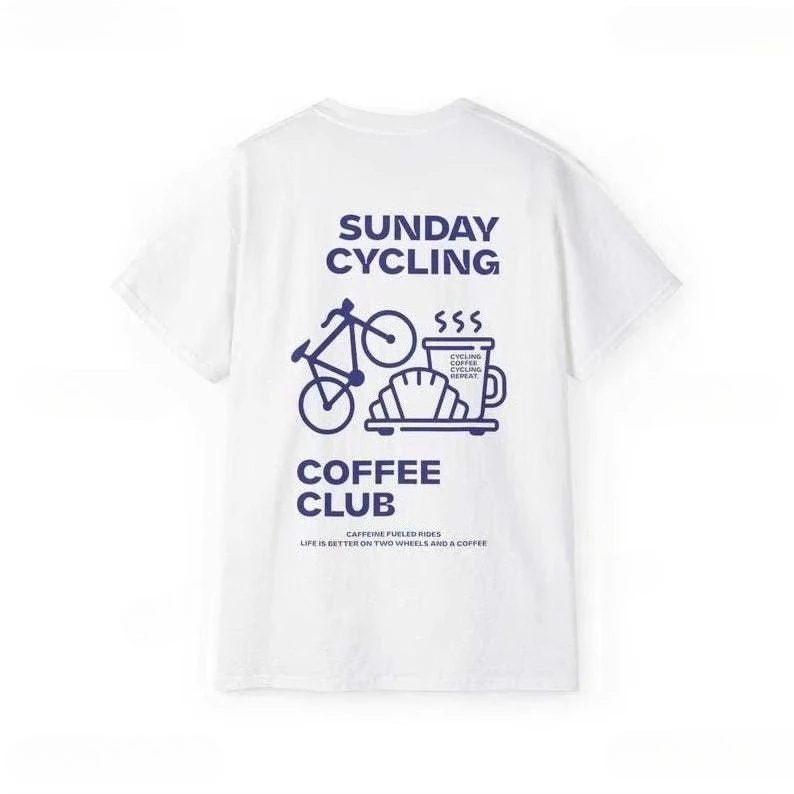 Sunday Cycling Coffee Club Graphic T Shirts Unisex Woman Man Summer Bicycle High Quality Harajuku T-shirt Classic Breathable Top