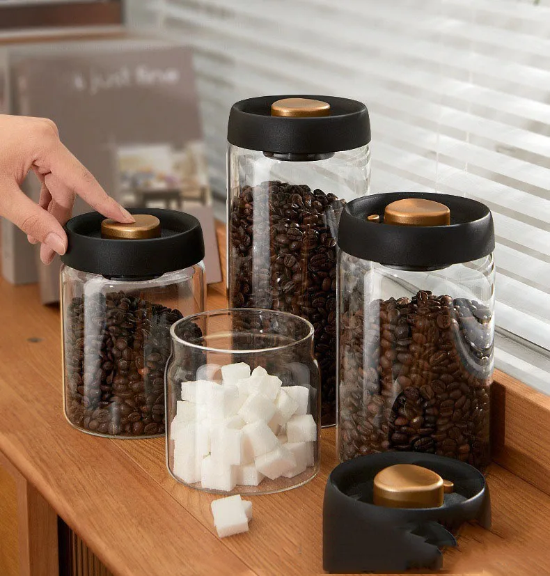 New Bean Coffee Storage Container Vacuum Seal Container Coffee Bean Storage Sealed Container  KFSN01