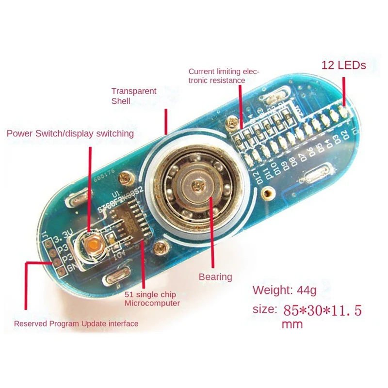 LED Fidget Spindle Making Kit With Housing Parts