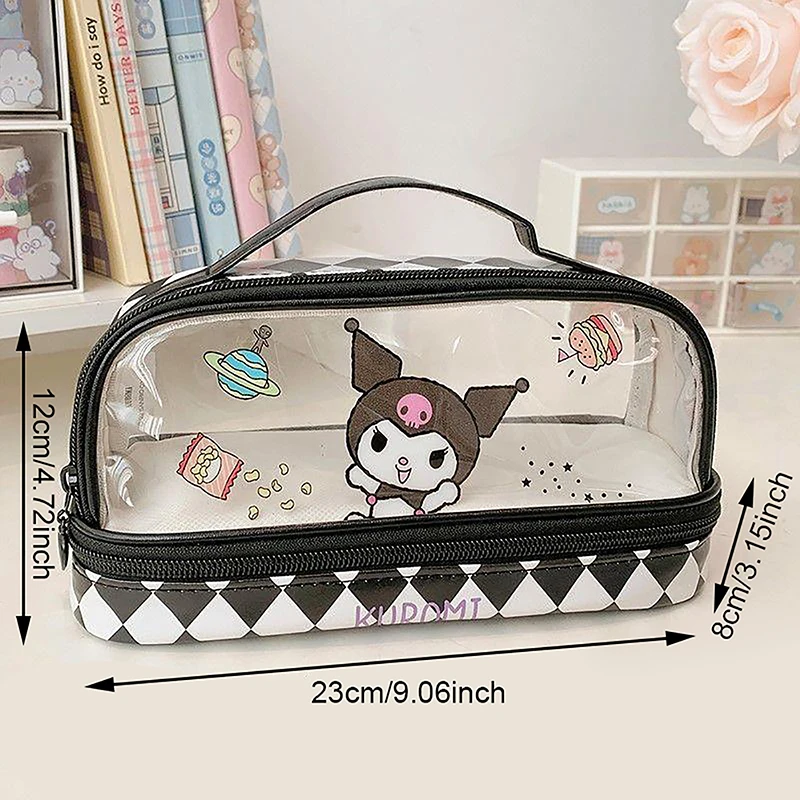 Imagem -06 - Lápis Sanrio Cinnamoroll Olá Kitty Papelaria Grande Capacidade Double-deck Pen Case Kuromi Lápis Bolsa Kids Gift Supplies Case