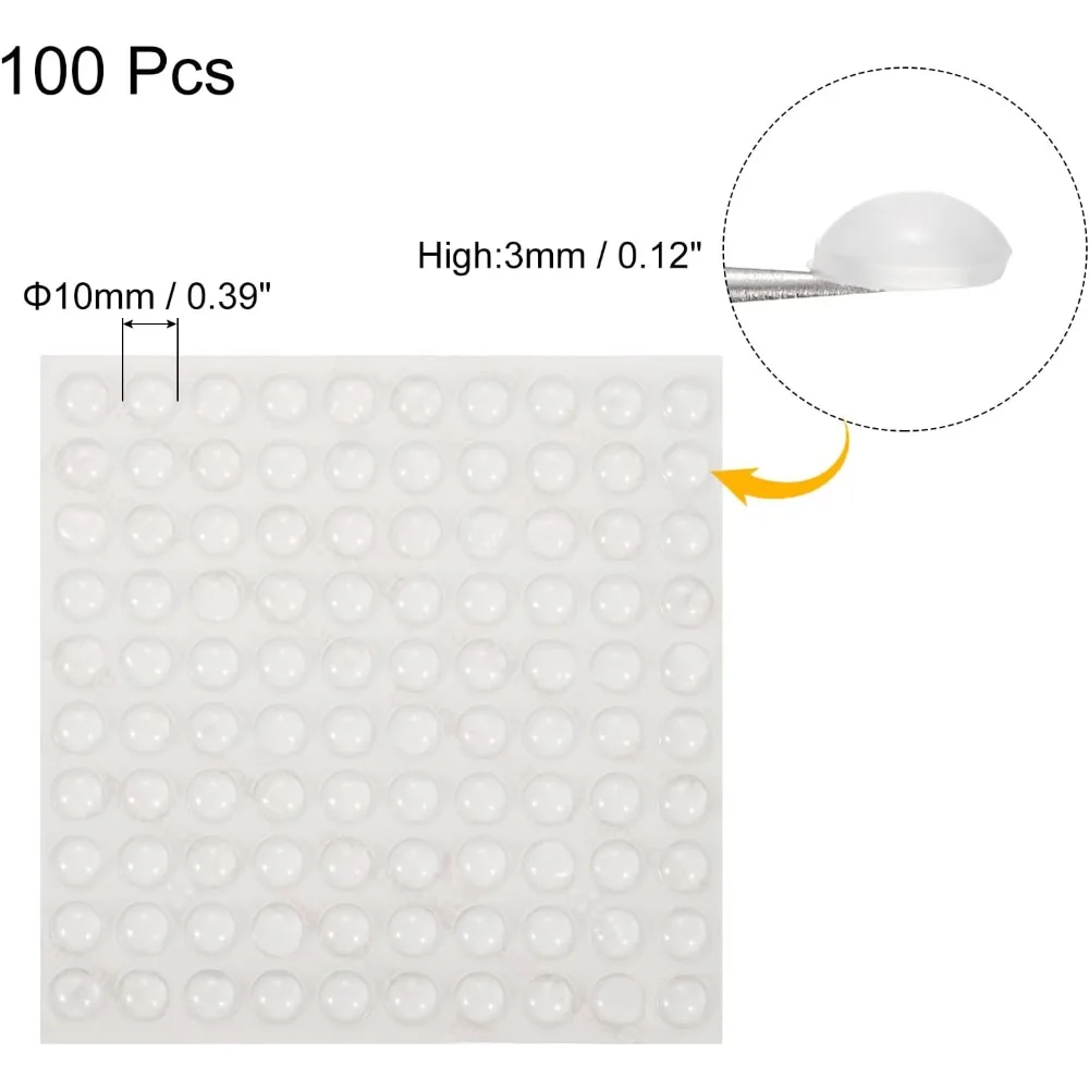 100Pcs Cabinet Door Bumpers Small Self-Adhesive Clear Rubber Cupboard Door Feet Cabinet Pads for Door Furniture Drawer, 10x3mm view 2