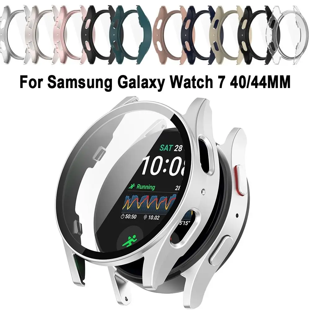 PC+Tempered Protective Case Anti-Scratch Smart Watch Screen Protector Full Coverage for Samsung Galaxy Watch 7 40/44MM