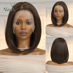 13x6 Lace Wigs Medium Brown Synthetic Wig Short BOB WIgs for Women Daily Party Heat Resistant Fiber Wigs with Dark Root