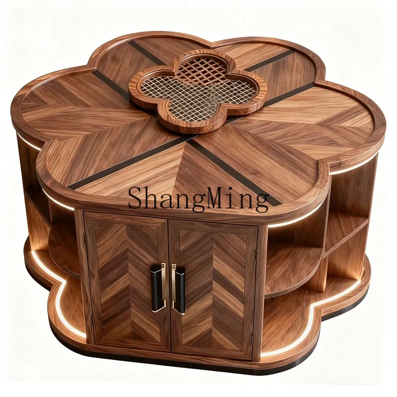 

CL Modern New Chinese Solid Wood Coffee Table Living Room Petals High-end Ebony Home Living Room Villa Medieval Light Luxury