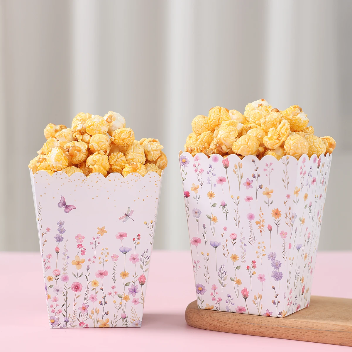 Caja de palomitas de maíz de papel con flores silvestres, decoración para fiesta de 1er cumpleaños, suministros de cumpleaños para boda y niña, regalo para Baby Shower
