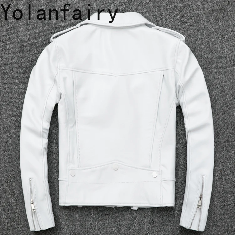 YOLANFAIRY 천연 가죽 재킷 여성 봄 가을 슬림핏 리얼 양가죽 코트 짧은 레드 가죽 재킷 여성 2025