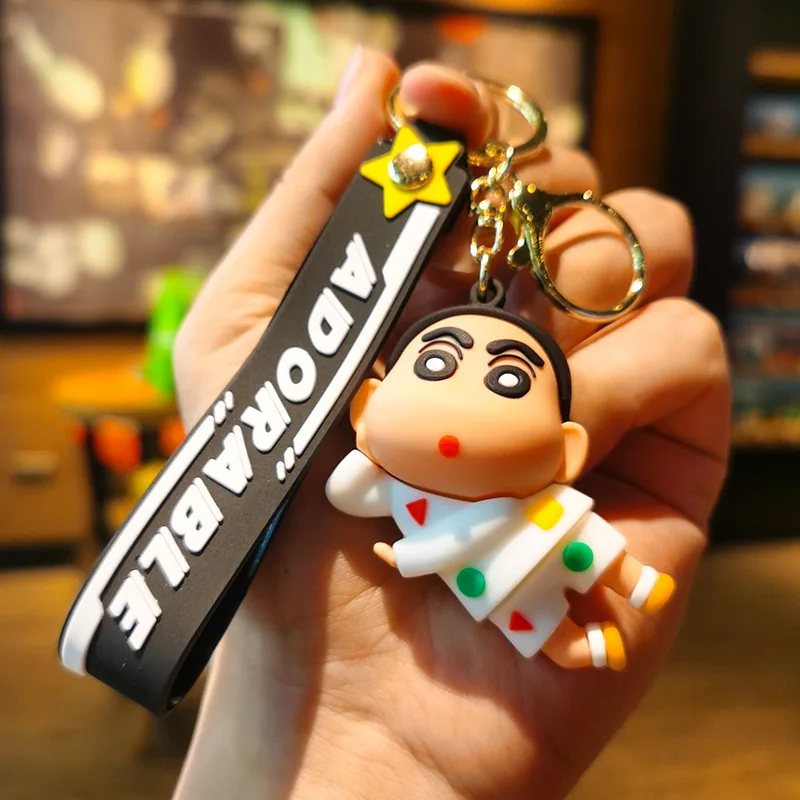 New cartoon cute wax Shin-chan disguise keychain pendant doll cute key ring couple cute bag accessories pendant car key chain