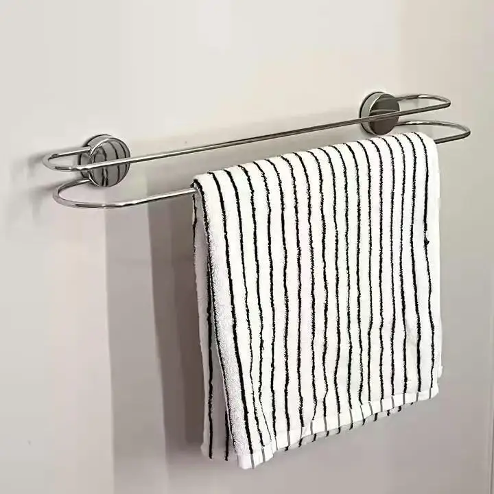 Suction cup towel rack, bathroom stainless steel multi-functional storage rack, wall-mounted, no need for drilling