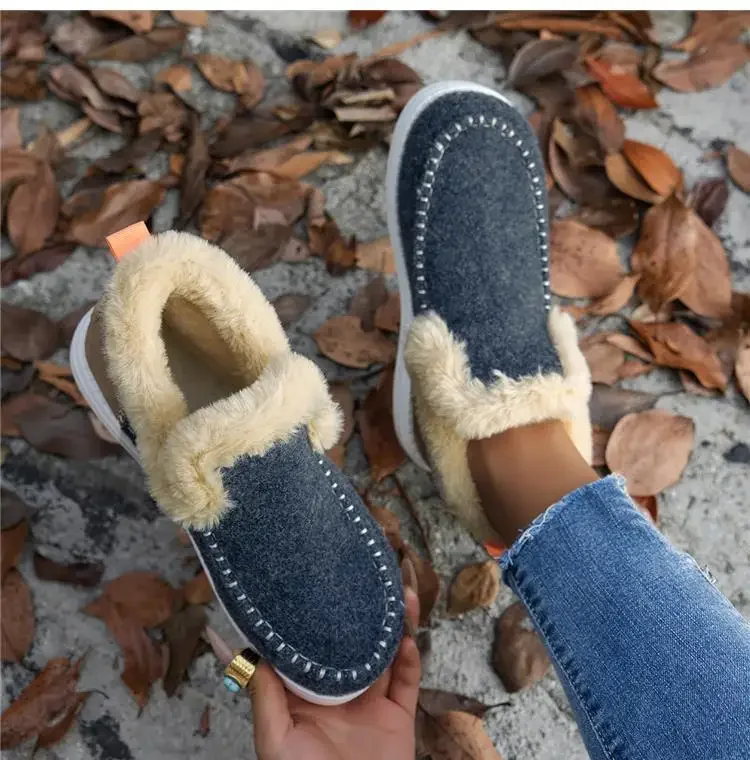 Botas de neve femininas de pelúcia sapatos deslizamento em sapatos femininos plus size botas de tornozelo plataforma novas botas mujer calçados de inverno feminino