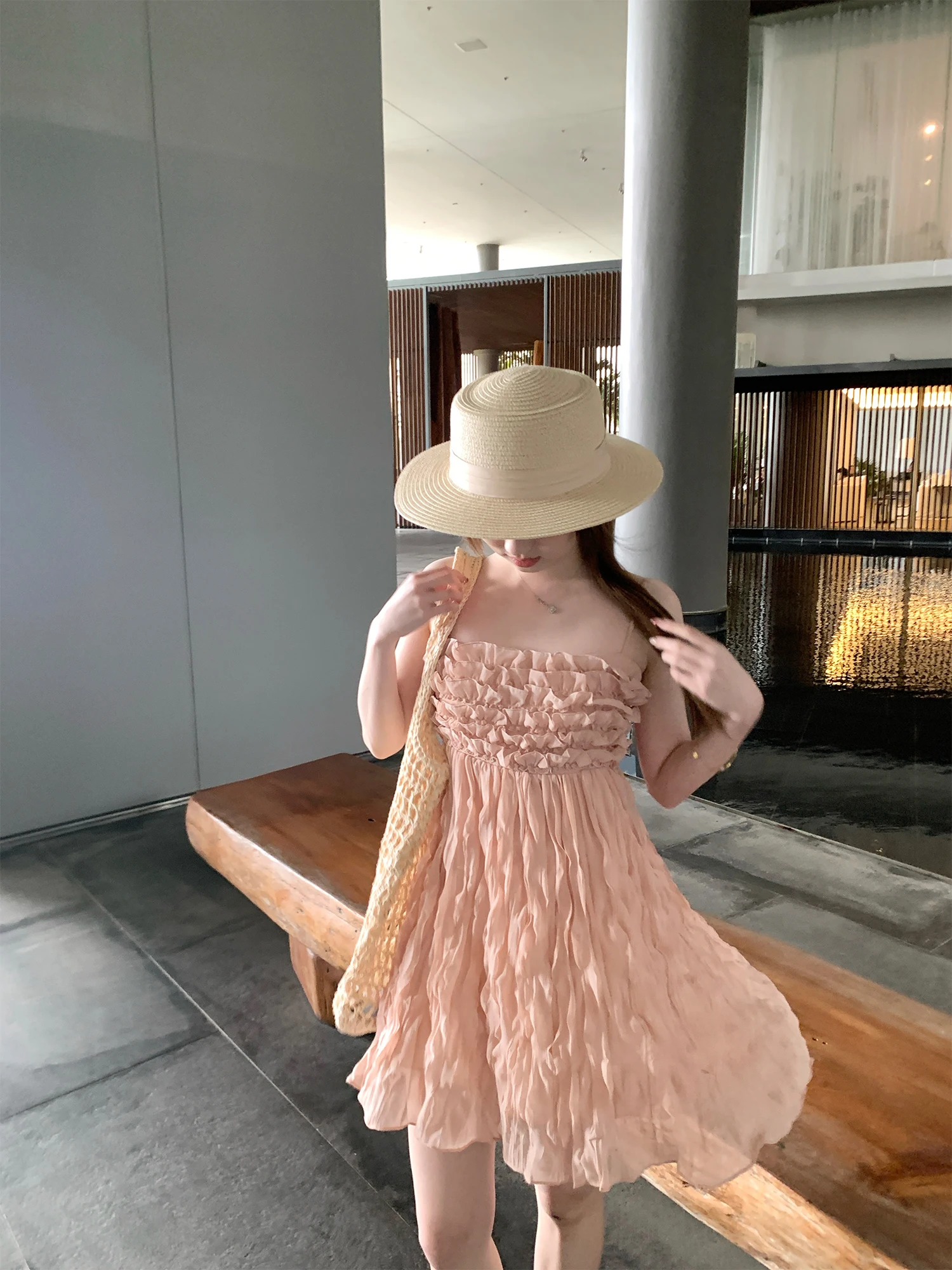 

Gentle Pink Folded Hem Strapl Dr Women's ort Skirt Beach Vaion One-Piece Dr A-Line Skirt Sle Spring 2026