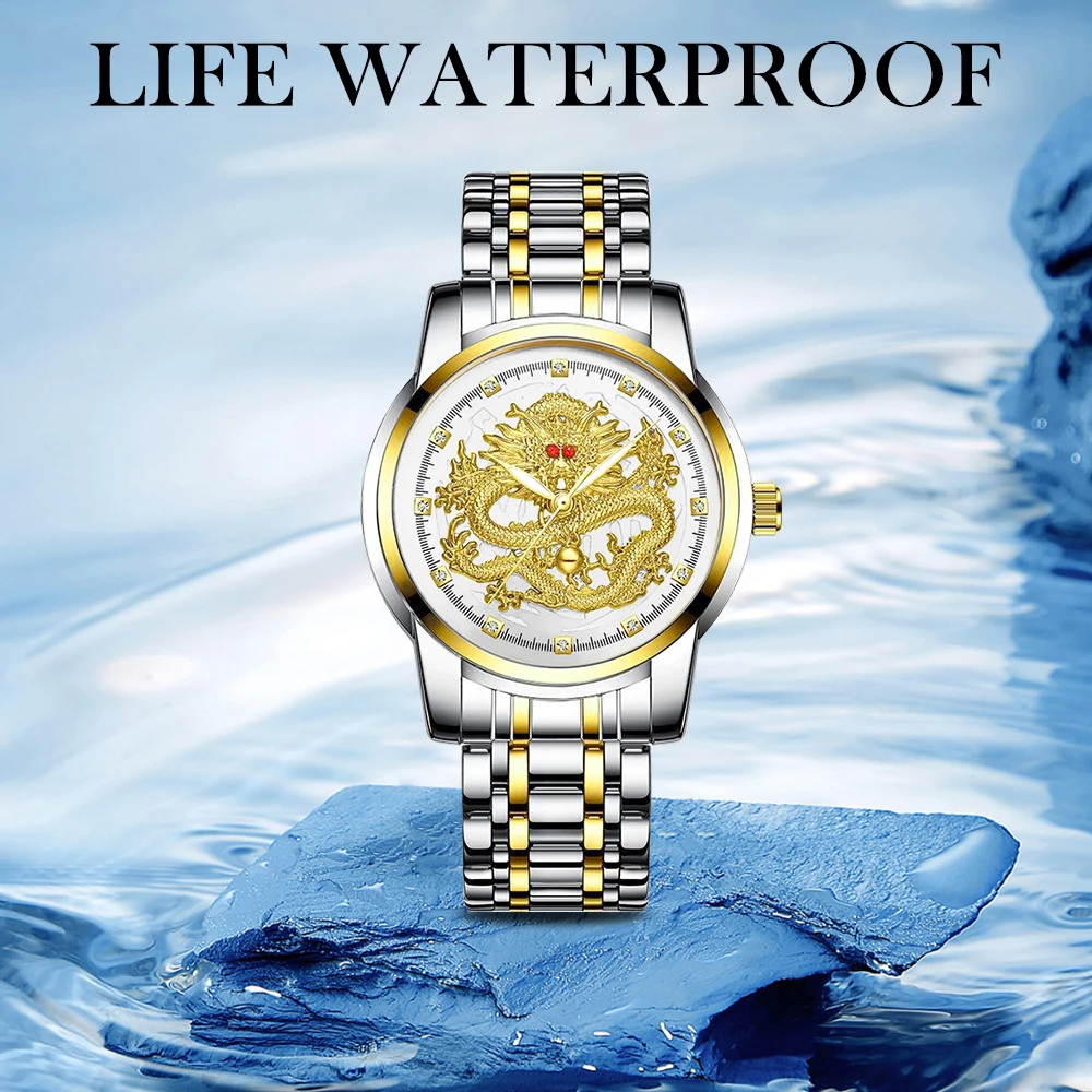 Orologio da uomo al quarzo drago Sunlifex orologio da lavoro in pelle