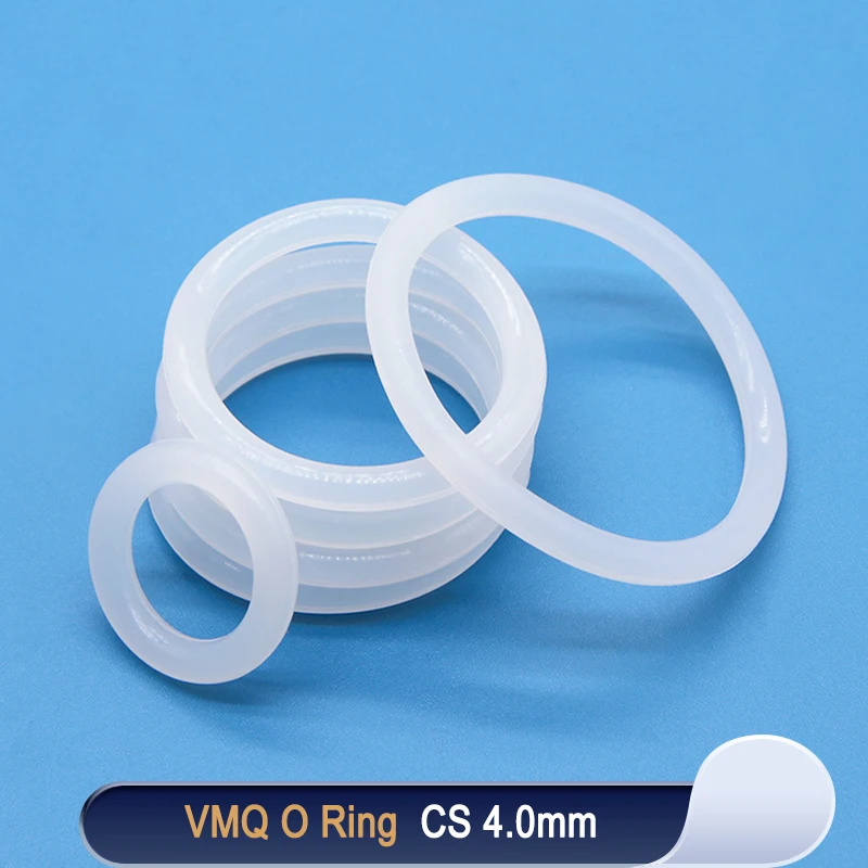 

10/50pcs VMQ O Ring Gasket CS 4mm OD 12 ~ 150mm White Waterproof Washer Round O Shape Silicone Ring Food Grade