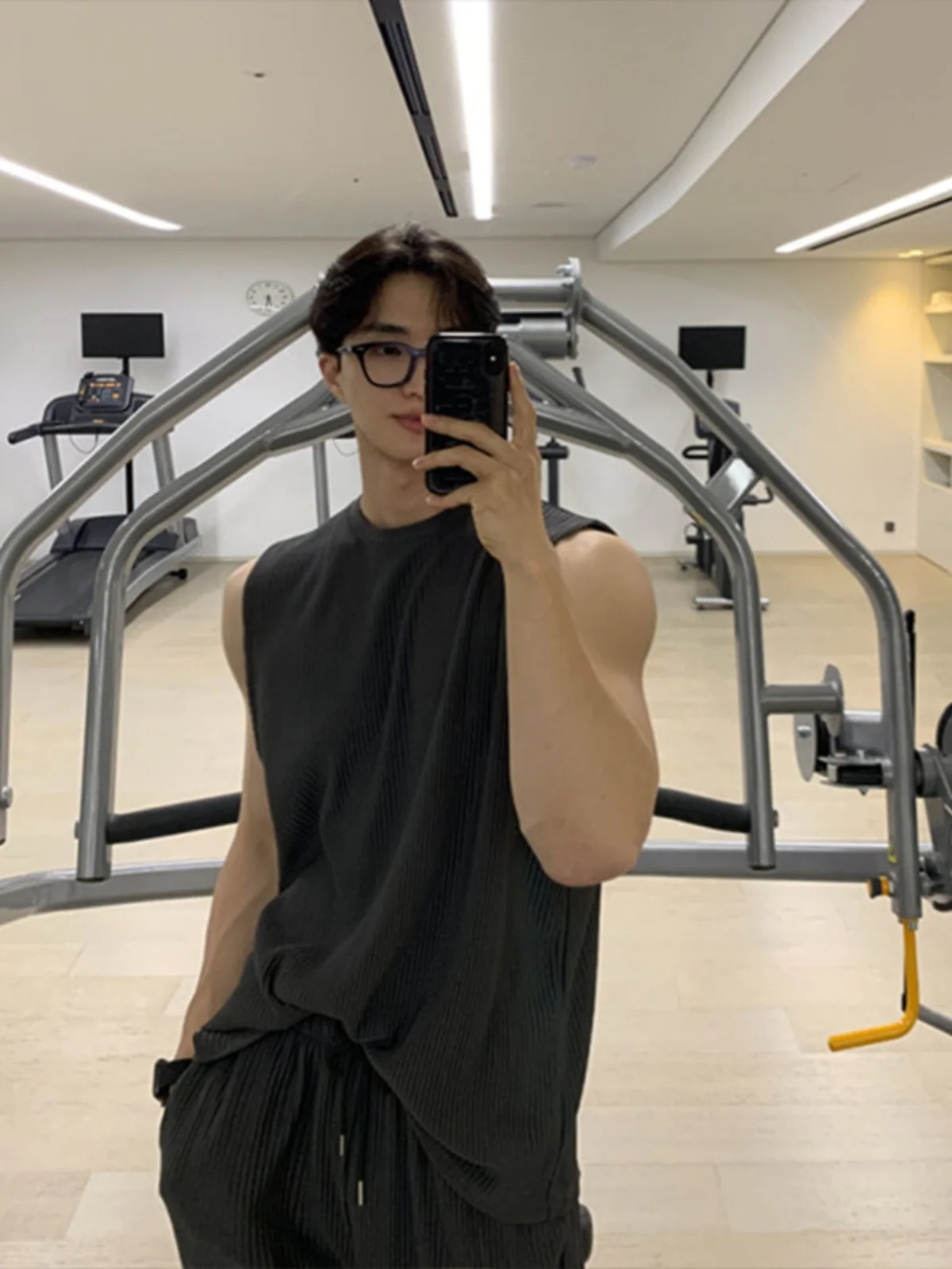 

American Sle Fitn Vest Men's Summer Ice Silk Stripe Svel T-irt Trendy Training oulder ort Sve Base Layer