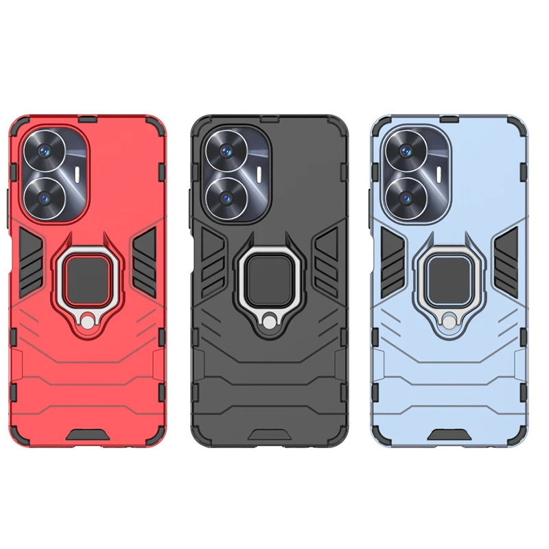 For Cover Realme C55 Case For OPPO Realme C55 Capas Shockproof New PC Holder Ring Stand Magnetic Case For Realme C 55 C55 Fundas image 4