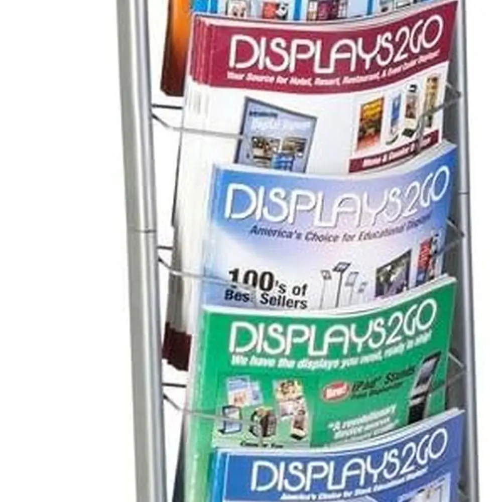 حامل أدب فضي مكون من 10 جيوب مع حقيبة حمل لعرض الأرضيات المحمولة