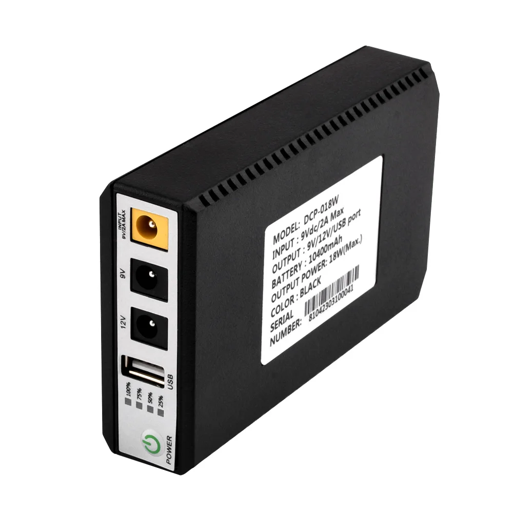 10400mah Uninterruptible Power Supply DC9V / 12V USB 3-Way Output Backup Power Supply For Cell Phone Router Fast Charging