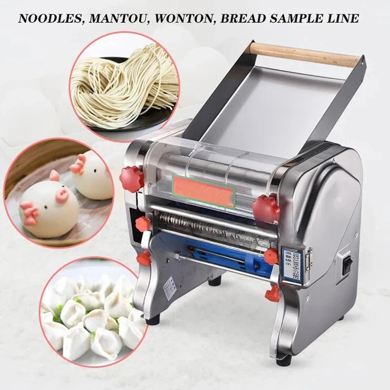 Commercial Electric Noodle Pressing Machine 750W 220mm Wide Stainless Steel Pasta Maker Multifunctional Noodle Rolling Press