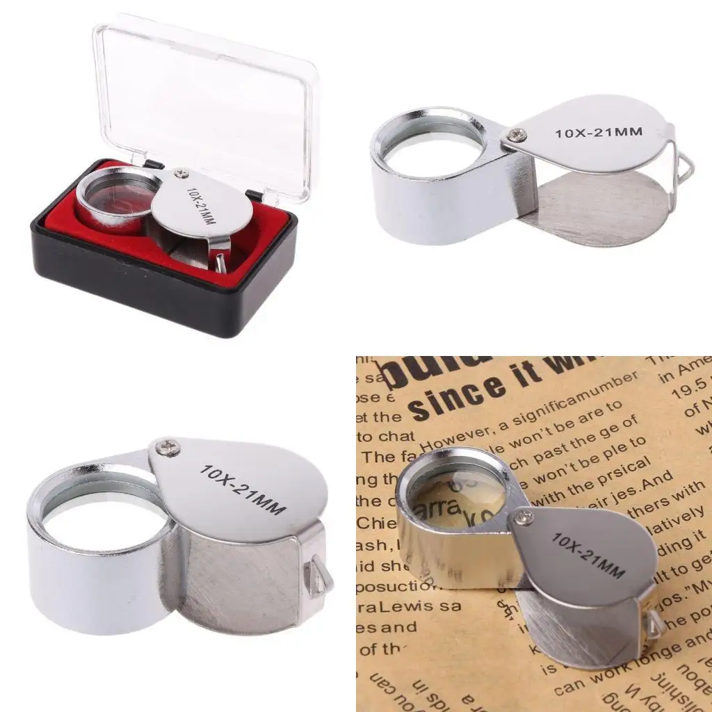 

E8BD Jewelers Loupe Magnifier Foldable Pocket Glass Jewelry Eye Loop 10X