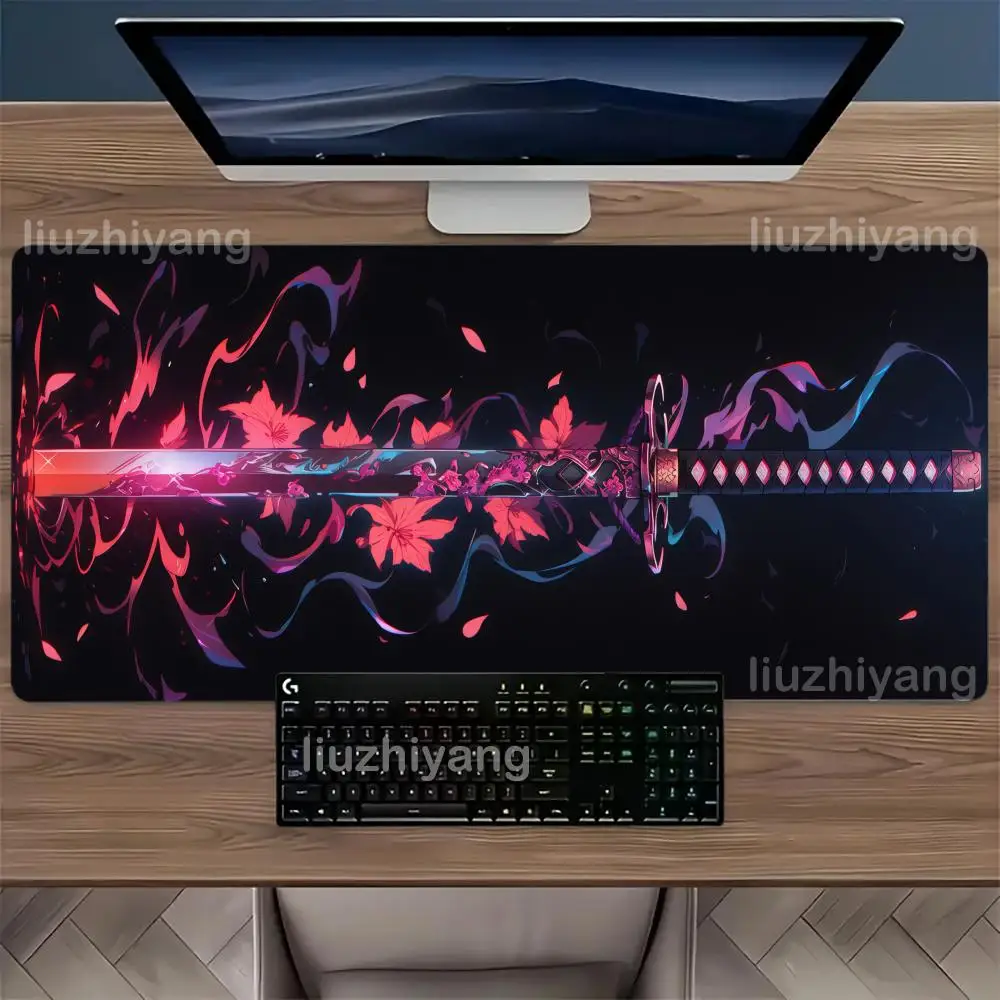 

Крупный коврик для мыши Cool Katana, XXL, для компьютера, офиса, игр, резиновый, противоскользящий, с прошитыми краями, моющийся, для клавиатуры и стола