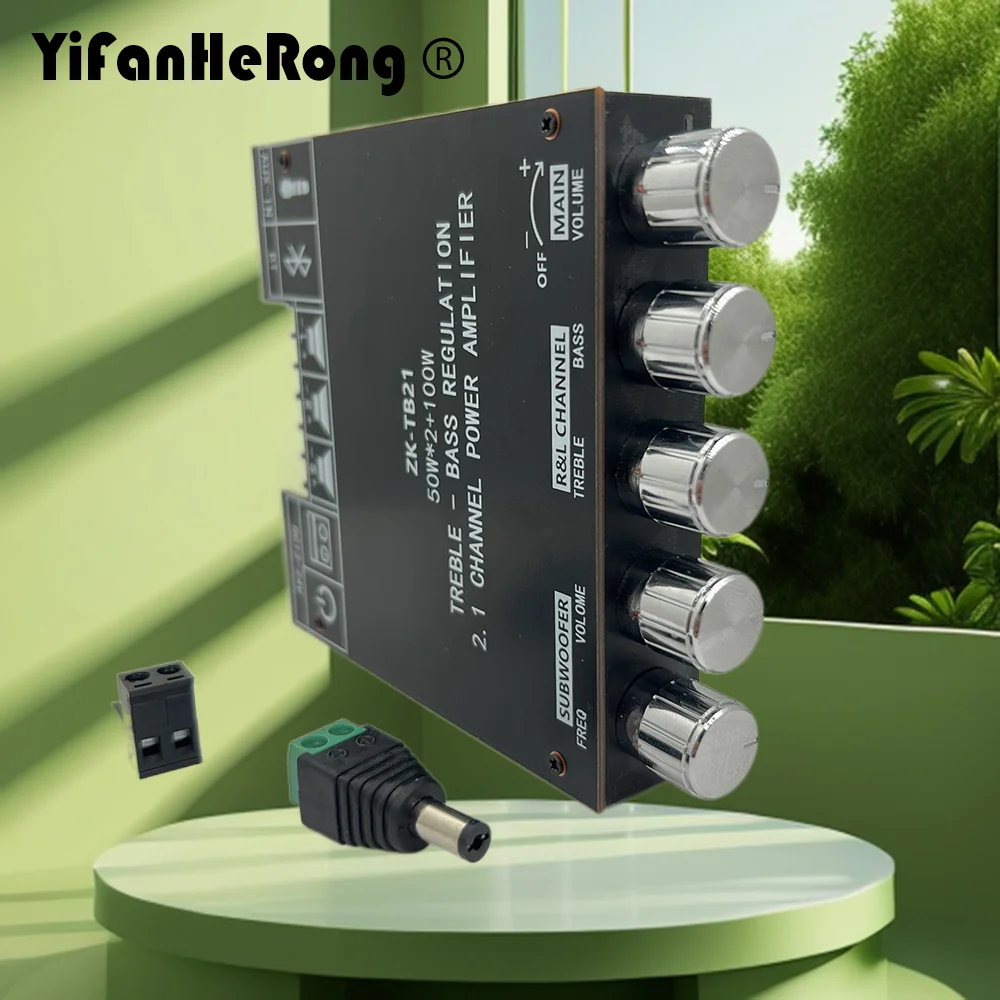 ZK-TB21 Bluetooth-совместимая плата усилителя сабвуфера 5,0 50 Вт * 2 + 100 Вт 2,1-канальный мощный аудио стерео басовый усилитель TPA3116D2 ZK-TB21 Bluetooth-совместимая плата усилителя сабвуфера 5,0 50 Вт * 2 + 100 Вт 2,1-канальный мощный аудио стерео басовый усилитель TPA3116D2