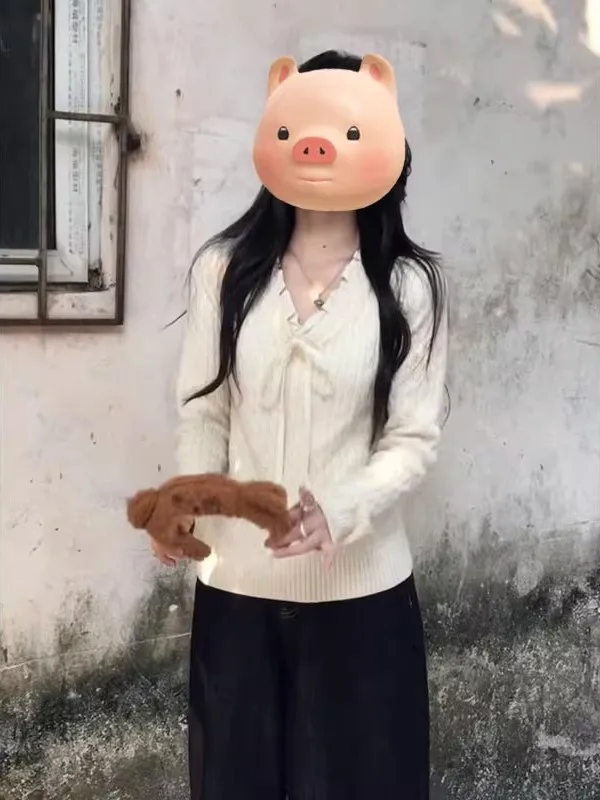 Pull tricoté pour femmes, collège coréen Sle v-ne, automne hiver, Slim Fit, vêtements intérieurs, haut de haute qualité, personnalité Unique