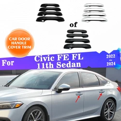 Car Outer Door Handle Covers Trim For Honda Civic eleventh generation FE FL 11th Sedan 2022 2023 2024 Protective Car Accessories
