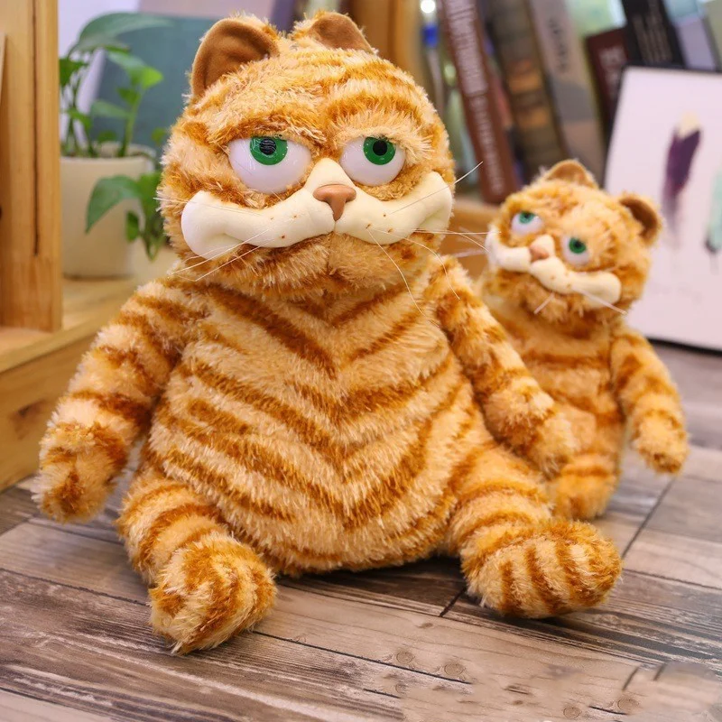 Juguete de peluche de gato de peluche naranja gordo, juguete de gatito de gato maldito amarillo realista para niños y niñas, niños, cumpleaños de Navidad