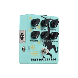 Driver and DI Box Bass Effector Pedal for Electric Bass Guitar with XLR Output Bass Amp Pedal True Bypass DC 9V 6.35mm Input/Out