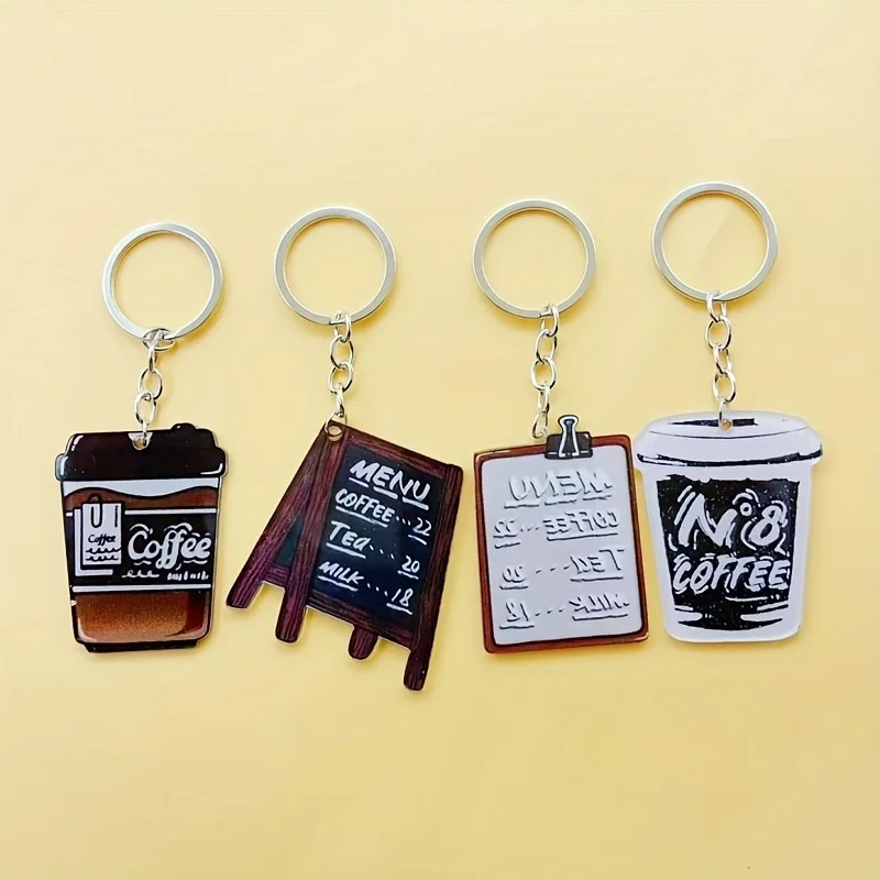 Llavero de acrílico con forma de taza de café, 8 piezas, ideal para regalos originales para mujeres.