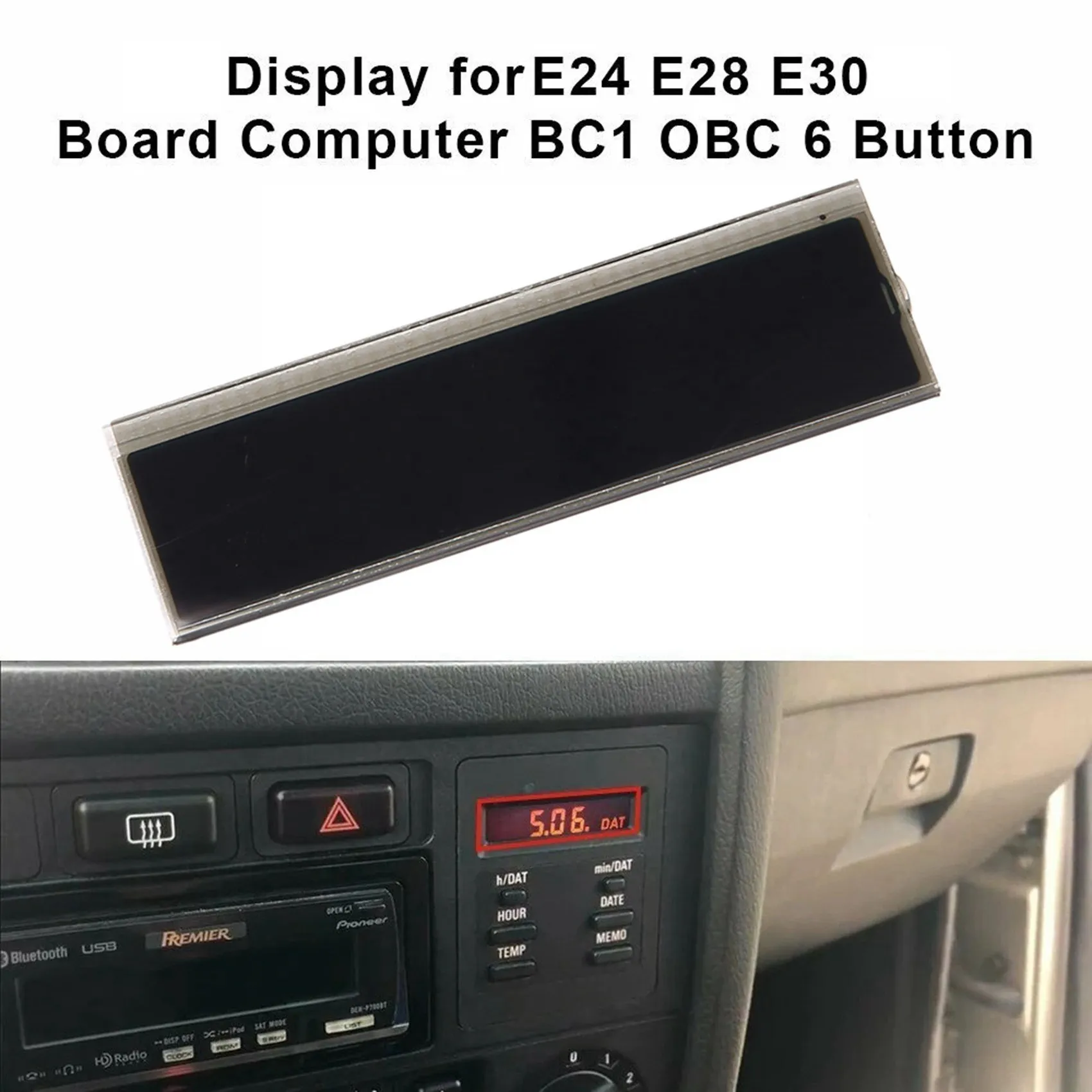 Car LCD Display 6 Button Computer on Board Display for-BMW E28 E30 OBC 325I 318I 325Ix 528 525I 535I 62131377803