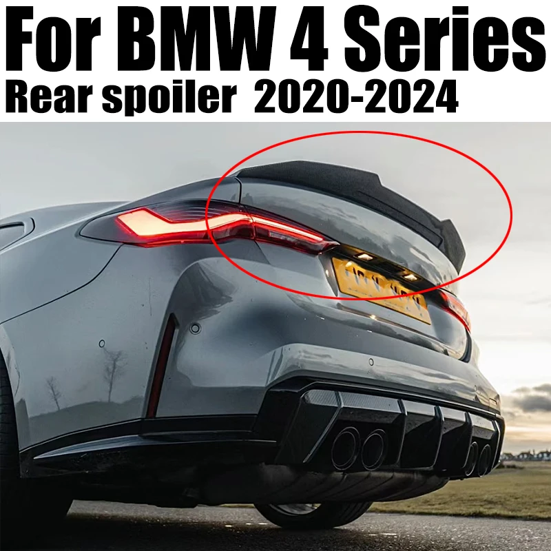 For BMW 4 Series G22 2020-2024 PSM Style Car Rear Trunk Lid Boot Ducktail Lip Spoiler Wings Black Carbon Accessories