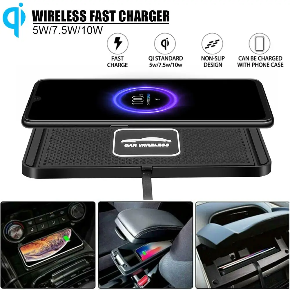 15W Qi Car Wireless Charger Pad Mobile Phone Fast Charging Anti-slip Pad Dashboard Holder Stand Phone Charger Universal IPhone