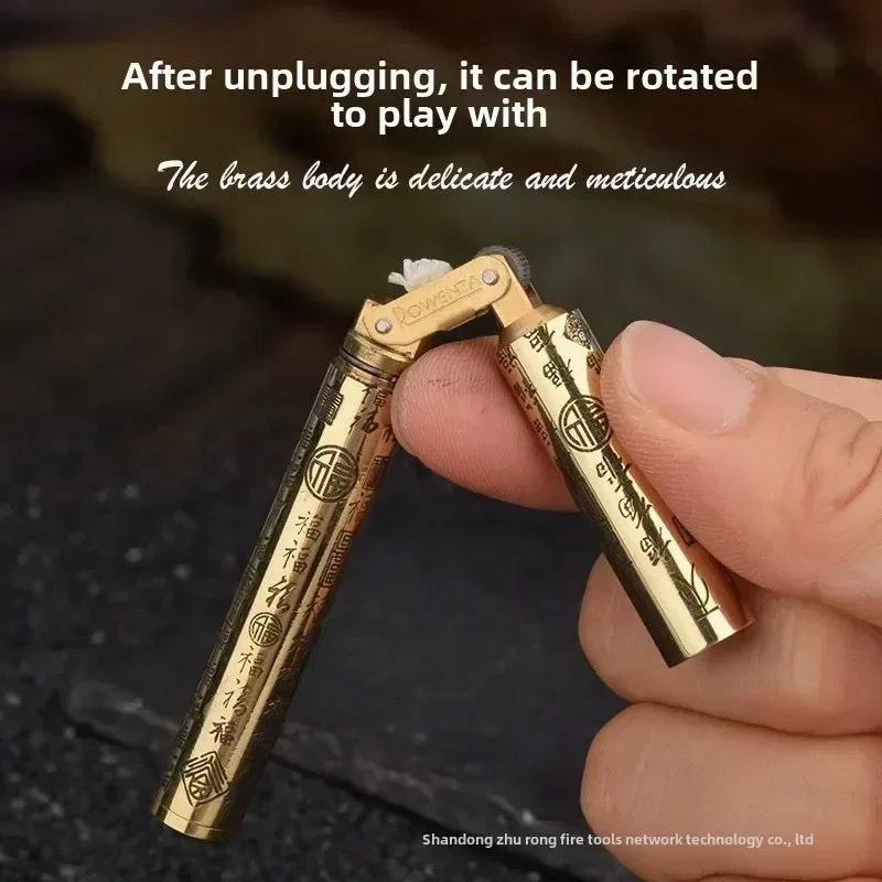 Briquet à Kerosene en meule inhabituelle, Mini rétro en cuivre pur, briquet créatif Nunchaku, accessoires pour cigarettes, cadeau pour hommes