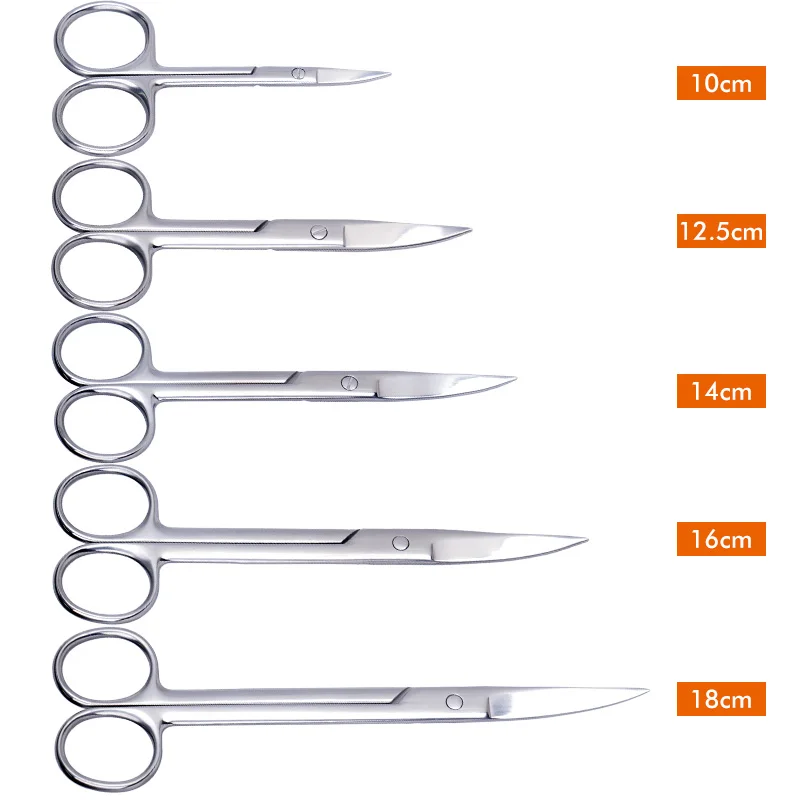 Animal Veterinary Vet Medical Stainless Steel Surgical Scissors Straight curved Tip Haircut Scissors 10cm/12.5cm/14cm/16cm/18cm