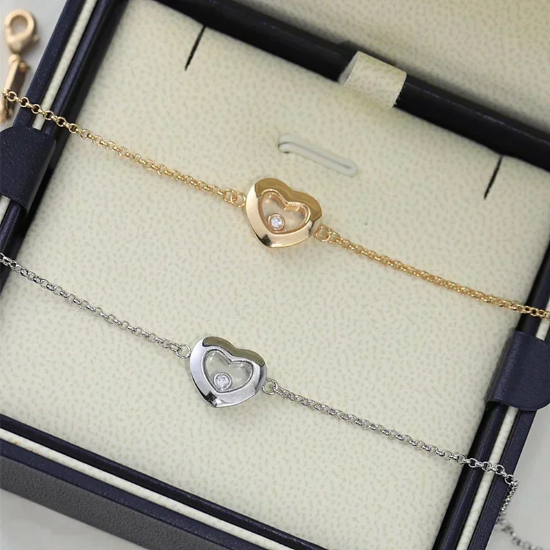 

MXK New Hot Selling 925 Sterling Silver Heart shaped Bracelet for Women's Simple Fashion Luxury Brand Jewelry Anniversary Gift