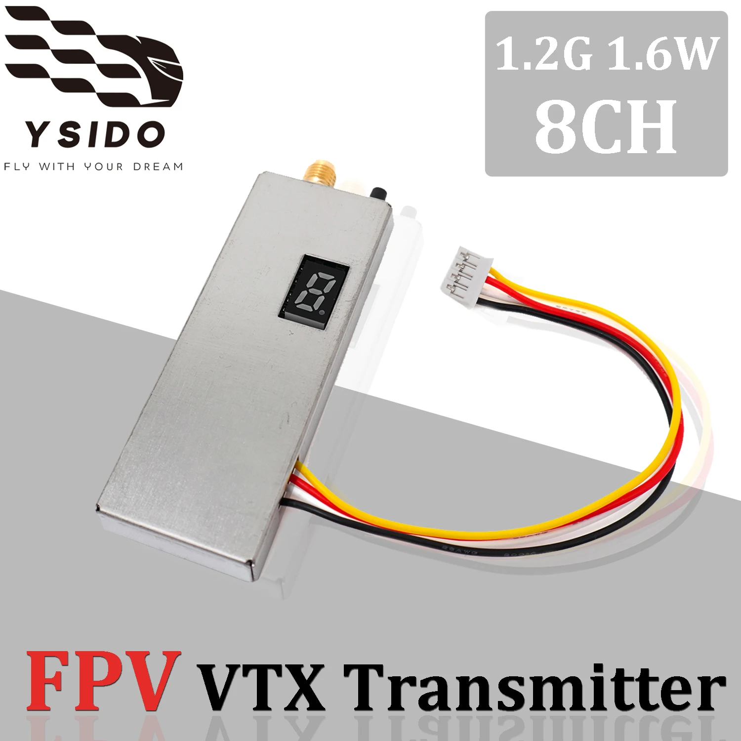 

YSIDO RC FPV 1.2G 1.6W VTX Transmitter 8CH 0.1Mw/25Mw/800Mw/1600Mw for Remote Control Long Range FPV Racing Drone Fixed-Wing