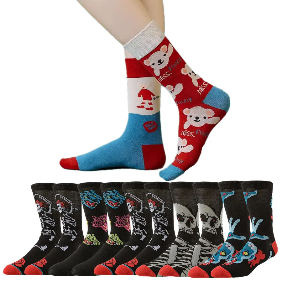 Мужчины Женщины Череп Трубка Носки Счастливые Носки Уличная Мода Дизайнер Хип-Хоп Забавные Новинки Платье Носки Теплые Комфортные Зимняя Повседневная Одежда