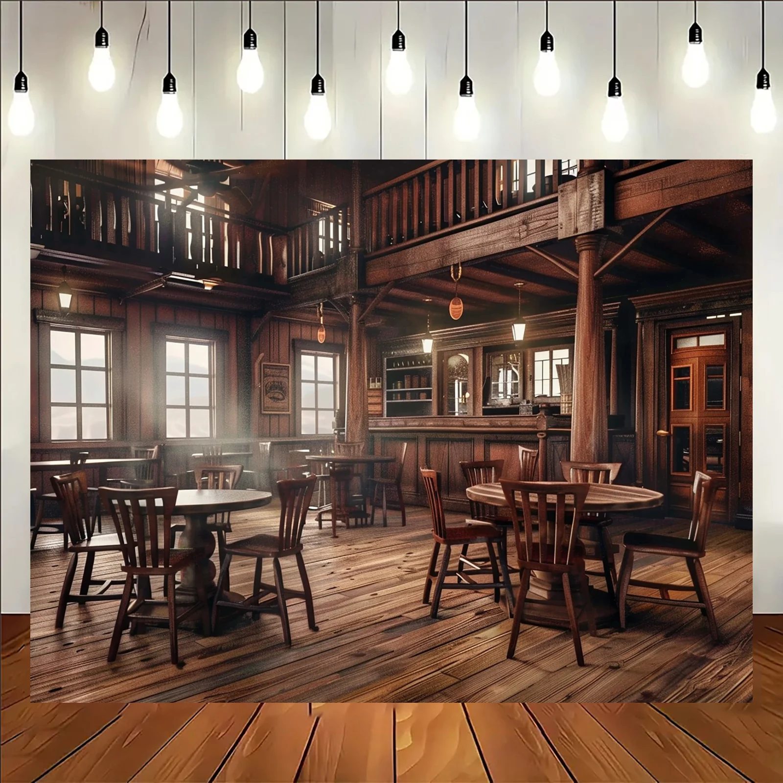 Wild West Salon Fotografie-Hintergrund – Strapazierfähiges Western-Cowboy-Bar-Banner aus Polyester, Mehrzweck-Partydekoration