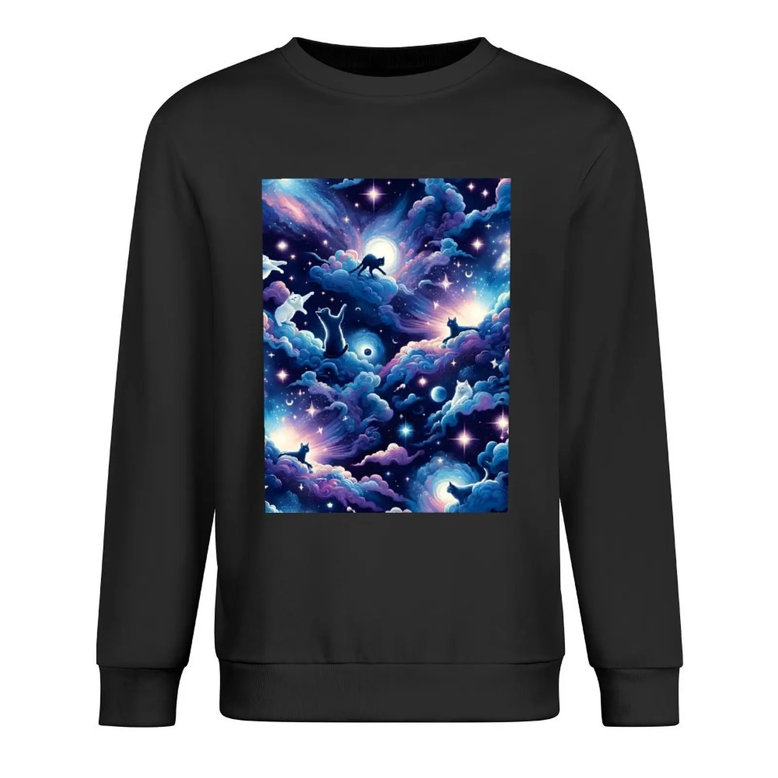 

Mystic Moonlight Felines - Celestial Cat Constellation Fabric Pullover blouse tracksuit men men wear new sweatshirts