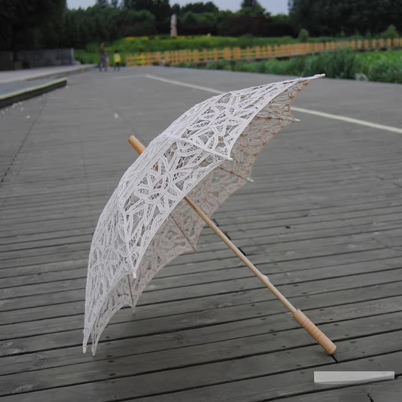 Handmade craft lace umbrella photography wedding props dance crochet cotton decorative umbrella beige