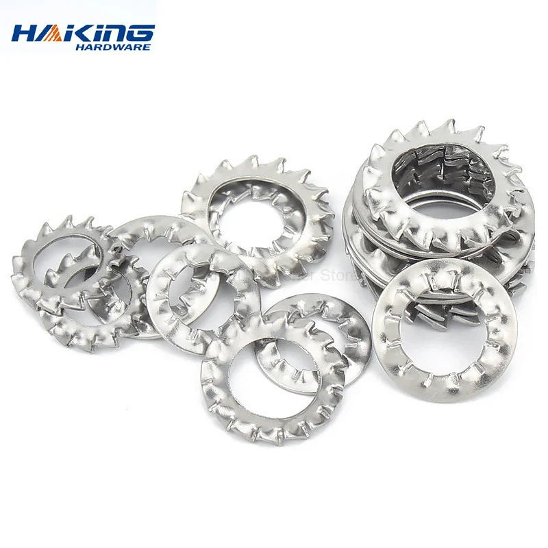 

10/50X M2.5 M3 M4 M5 M6 M8 M10 M12 M14 M16 GB862.1 DIN6798A A2 304 Stainless Steel External Toothed Serrated Lock Washer Gasket