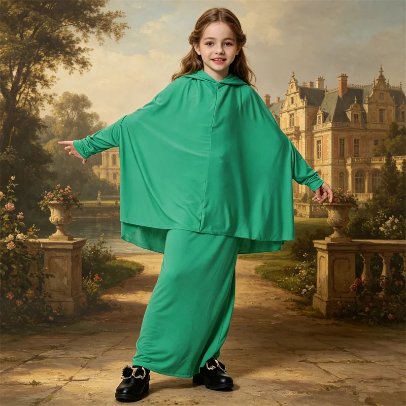

Muslim Children Girls Prayer Dress 2 Pieces Hijab Abaya Ramadan Sets Arab Kids Robe Skirt Robe Islam Party Gown Khimar Jalabiya