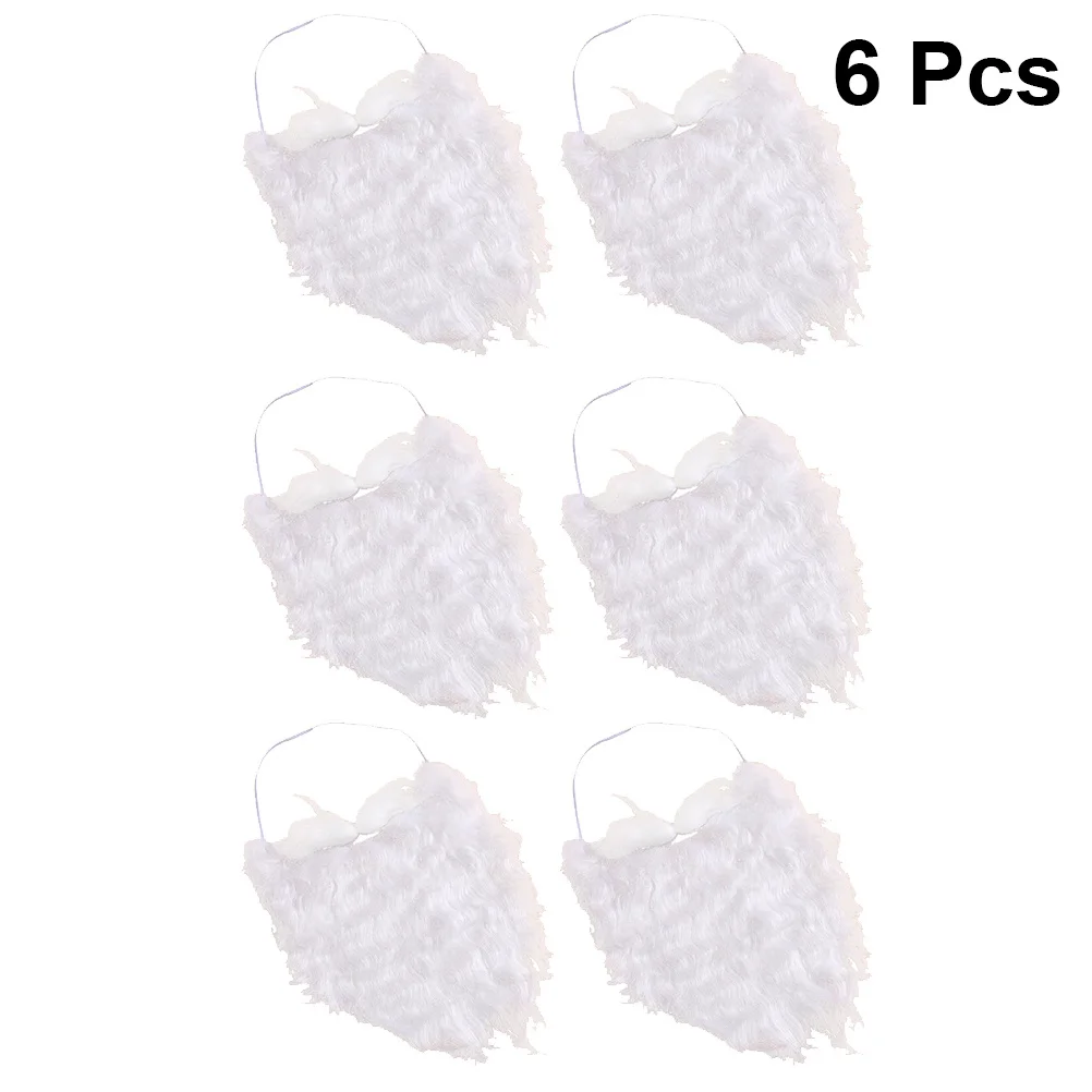 

6pcs Santa Mustaches Fake Beard Props For Festival Party Role Play, Christmas Decoration Facial Hair Accessories