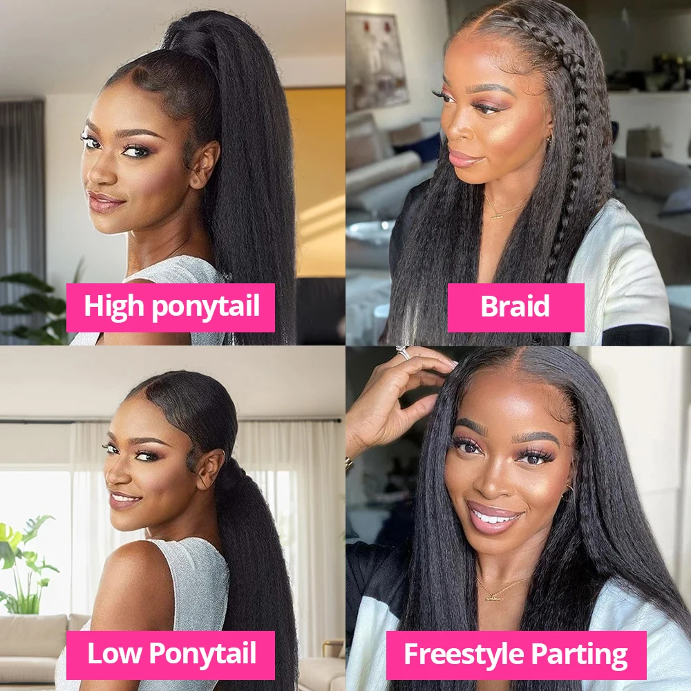 13x4 شفاف غريب مستقيم الدانتيل الجبهة الباروكات ياكي شعر طبيعي مفرود الباروكات ابيض الباروكات الأمامية للنساء السود قبل قطعها