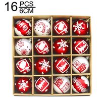 16pcs 6cm Painted Christmas Balls Pendant Red White Plastic Electroplated Hanging Balls Reusable Elegant Xmas Tree Pendants