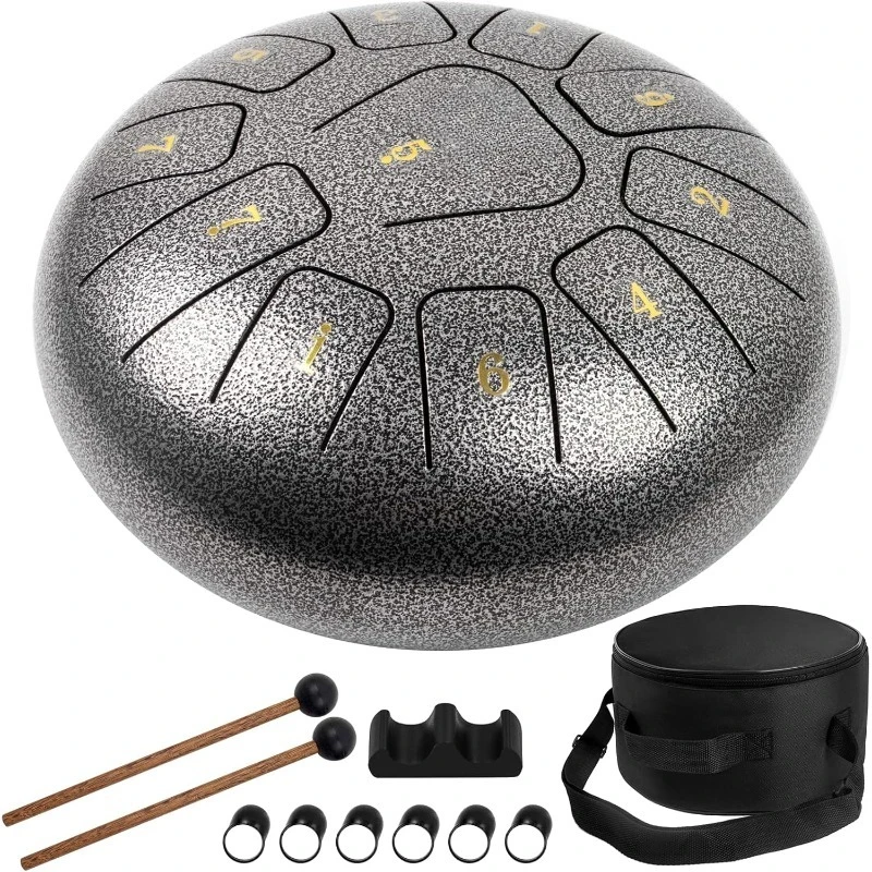 

Стальной барабан с язычком, 10-дюймовый бак с 11 нотами Барабан с ключом C Ударный стальной барабанный комплект с барабанными молотками Наклейки для заметок Палец