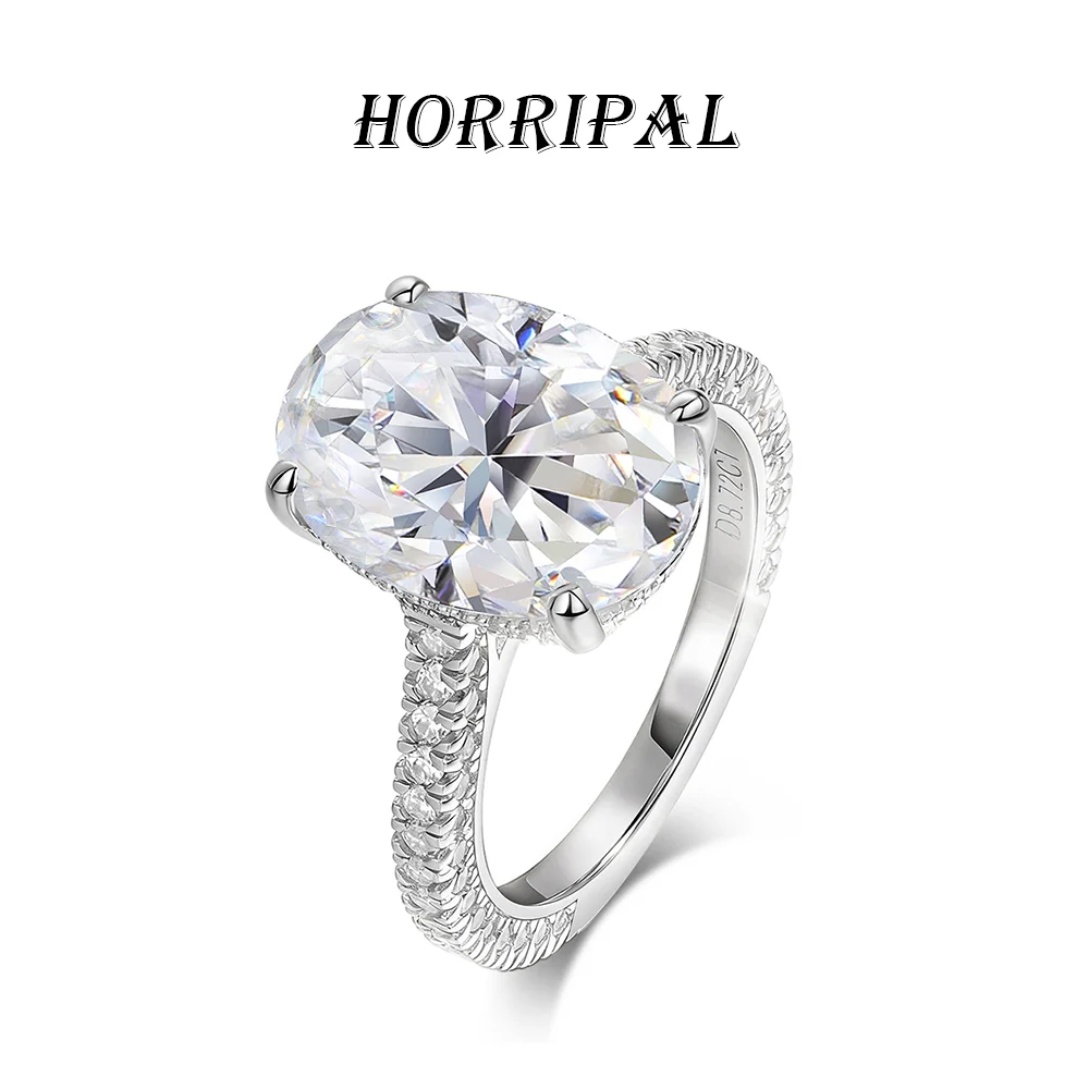 

HORRIPAL 8CT D VVS1 Oval-Cut Full Moissanite Wedding Rings for Women 925 Sterling Silver Custom Engagement Ring GRA Fine Jewelry