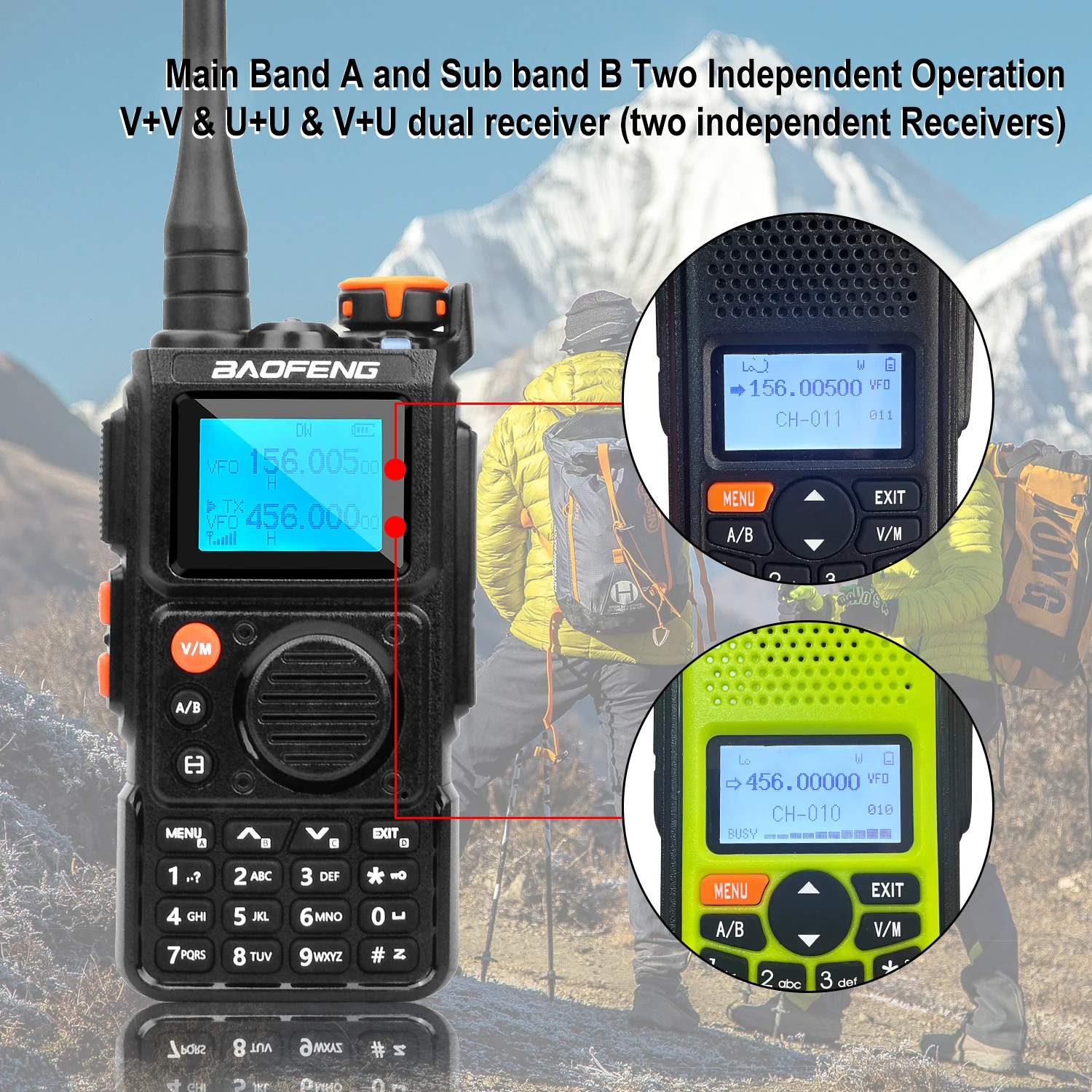 Baofeng K6 2M 70CM Air Band VHF UHF Dual Wait Multi-Band Wireless Freq Copy Noise Cancellation 999Ch FM Radio 1750Hz Tone Burst