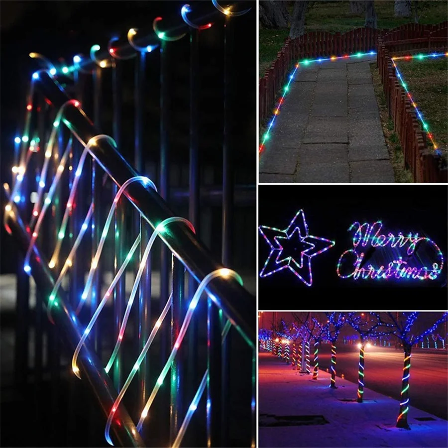 Outdoor 8 Modes 30M 300LED Christmas Fairy String Lights Waterproof Rope Tube Garland Lights for Home Garden Wedding Party Decor